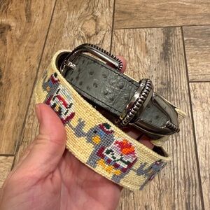 Needlepoint vintage the crafty fox terrie ostrich leather USA elephant